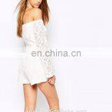 Off the Shoulder Stretch White Floral Lace Bardot Playsuit thumbnail-3