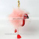 Cute Fluffy Faux Fur 24 Hour Pom Pom Bird Shape Keychain for Girls' Gift Hand Bag Accessories Car Pendant thumbnail-2
