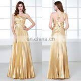 Grace Karin Long Gold Evening Dresses Special Occasion Women Pleat Satin Evening Gowns One Shoulder Prom Party Dress CL6033 thumbnail-6
