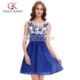 Grace Karin Sleeveless Blue Appliqued Chiffon Short Prom Dresses GK000110-1