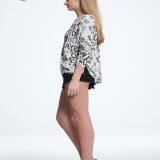 Long Sleeve Printed Word Round Neck Knitted Top Shirt thumbnail-2