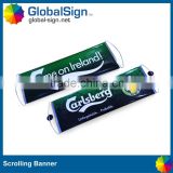 Cheering retractable fan scrolling banner for sporting events