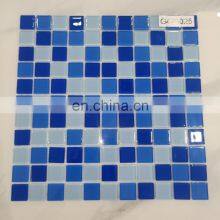 Swimming Pool Mosaic Tiles White and Blue Square Shape Glass Mosaic