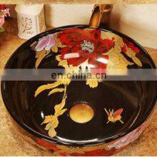 Hand Painted Big Flower Bathroom Art Ceramic Porcelain Hand Wash Face Basin Sink thumbnail-3