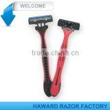 D316L Pivoting Head Rubber Handle Triple Blade Razor