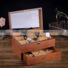 Wholesale Custom Logo Luxury Black Wooden Watch Packaging Single Storage Display Case Wood Box With Glass Window for 10 Watches thumbnail-4