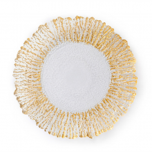 Sun Flower Designed Transparent Clear Glass Charger Plate With Gold Rimmed Decoration thumbnail-5