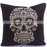 Soft Linen Cotton Material Pillow Case for Car Sofa Home Decor Customized Cushion Cover Case Skull Printed thumbnail-4