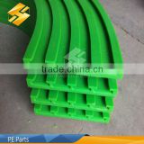 2014 hot colored plastic PE product uhmwpe conveyor guide rails parts