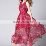 2016 New Arrival Custom Latest Chiffon Print Off-Shoulder Dress for Woman Beach thumbnail-3