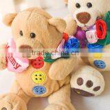 Plush Bear Toy Holding Heart and Flowers / Plush Bear Toy Sitting High 12cm/Soft Stuffed Bear Holding Heart Embroided Mummy thumbnail-2