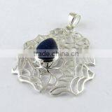 Charming Blue Lapis Pendant, Silver Jewellery India, Gemstone Silver Jewellery thumbnail-3