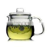 crystal mouth blown double wall glass teapot