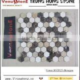 Dark Emperador Mixed - Hexagon Marble Mosaic Tile Polished thumbnail-2