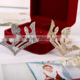 Korean Fashion Girl Jewelry Alloy Crystal Hollow Out Crown Shape Hair Pins Accessories Wedding Decoration Headdress