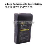 RL-95S 95Wh 14.8V 6.6Ah Lithium V Mount V Lock Rechargeable Spare Battery for DSLR Video Camera