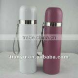 Nice looking stainless steel vacuum bottle flask with carry strap 350ml&500ml