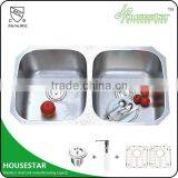 Stainless Steel Sink Double Bowl With Drainer Professional Custom Made Tensile Kitchen Sink With Colander - 8247A thumbnail-1