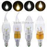 E14 3W Led Candle Light Gold/sliver House With Clear Glass Cover Tail Lamp