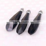 Black Crystal Glass Drop Pendant, Crystal Paved Caps Gem Jewelry Pendant thumbnail-4