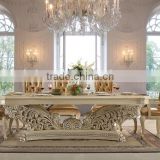Pure American Classic Luxury Full Solid Wood Cream Color Palace Carving Dining Room Furniture Set(MOQ=1 SET)