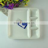 Square White Porcelain Divided Fruit Plate, Cheap Stock Porcelain Dinner Plate for Restaurant or Hotel Plate thumbnail-2