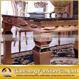 Luxury Middle East Golden Stainless Steel Marble Dining Table thumbnail-6