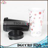 NBRSC Cheap Price Promotion Coffee Tumbler Plastic Double Wall Colorful Paper Inside Water Travel Mugs With Lid thumbnail-3