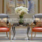 Retro Vintage French Louis Style Golden Framed Solid Wood Armchair With Leather Upholstery BF12-05274b thumbnail-1
