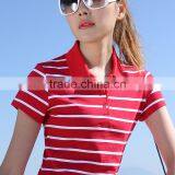 Wholesale 100% Cotton Stripe Printing Women's Polo Shirt thumbnail-2