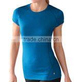 Cheaper Customized Blue Sport Gym Women t Shirt thumbnail-2