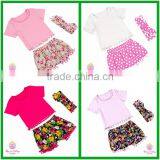 Wholesale High Fashion Kids T Shirt Lace Shorts Baby Girls Summer Boutique Outfits