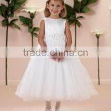 Lovely off Shoulder Satin Tulle Lace Kids Dresses for Girls thumbnail-1