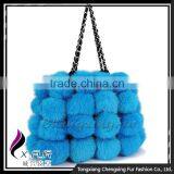 CX-H-11 Korea Fashion Blue Rabbit Fur Hand Bags For Women thumbnail-1