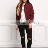 MGOO Foshan Manfuacturer Wine Red Polyester Bomber Jackets Zip Up Custom Back Print Winter Coat With Padded thumbnail-5