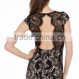 Sexy v Neck Cap Sleeve Lace Dress Wholesale Halter Lady Lace Evening Dress 2016 thumbnail-4