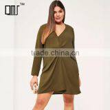 Olive Green Long Sleeve Short Dresses 7xl Plus Size Fat Lady Clothing thumbnail-1