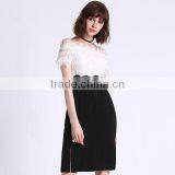 Factory Customized Unique One Shoulder Sexy High Grade Lace Stitching Elegant Fringed Design Pertty Party Dress thumbnail-2