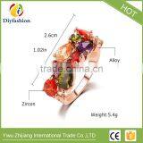 High Quality New Design Alloy Rose Gold Geometric Zircon Ring Wedding Colorful Crystal Rings Jewelry For Women thumbnail-6
