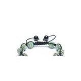Adjustable Shamballa Bracelet, Cyan Rhinestone Ball thumbnail-1