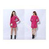 Red Narrow Waist Ladies Sweater Dresses in Crew Neck with Loose Bottom Hip for Spring