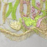 China Factory Nigeria Green Flower Embroidered Mesh Lace Fabric for Women thumbnail-3
