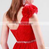 One Shoulder Flower Red Long Grace Karin Chiffon Bridesmaid Dress CL4411 thumbnail-4