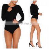 Mika72319 2017 Latest Design Fashion Factory Wholesale Women Sexy Red Ribbed Knit Bow Tie Open Back Bodysuit In Black