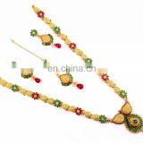 Gold Plated Laxmi Coin Necklace - South Indian Traditional Jewellery-Indian Gold Plated Long Harem Necklace set
