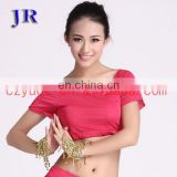 Hot sale ice silk charming women short sleeve belly dance practice costume top S-3022#