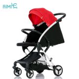 High-view and portable folding baby stroller
