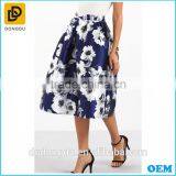 High Fashion Satin Blue Print Umbrella Skirt For Ladies Ballet Tutu High Waist Skirts thumbnail-2
