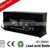 Absorbed Mat Glass VRLA Solar Battery 12V 200AH