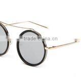 UV 400 Women Ladies Female Fashionable Reflective Black Full Metal Frame Round Lens Sunglasses thumbnail-3